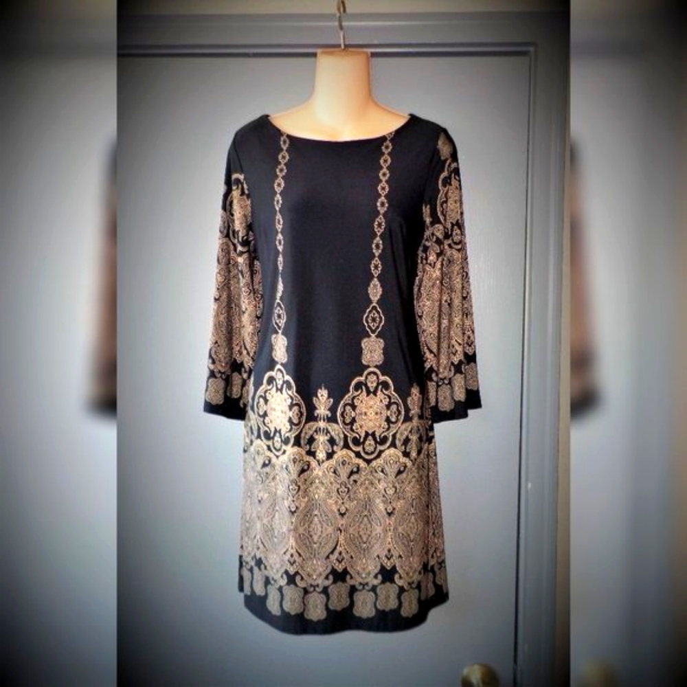 *Black and Tan Tunic/Shift Dress- Size 8P